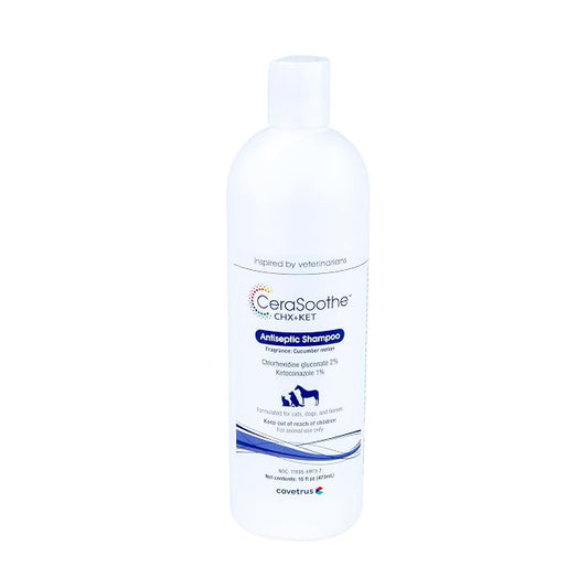 CeraSoothe CHX+KET Antiseptic Shampoo for Dogs, Cats & Horses – Chlorhexidine 2% & Ketoconazole 1% for Skin & Coat Cleansing, 16 oz