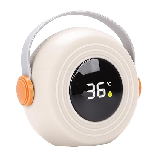 BRRNOO Baby Bath Thermometer Cute Speaker Shape LED Digital Thermometer Toy for Infant Toddler Bathtub Swimming Pool Safe Comfortable Temperature Monitoring Device (Beige)