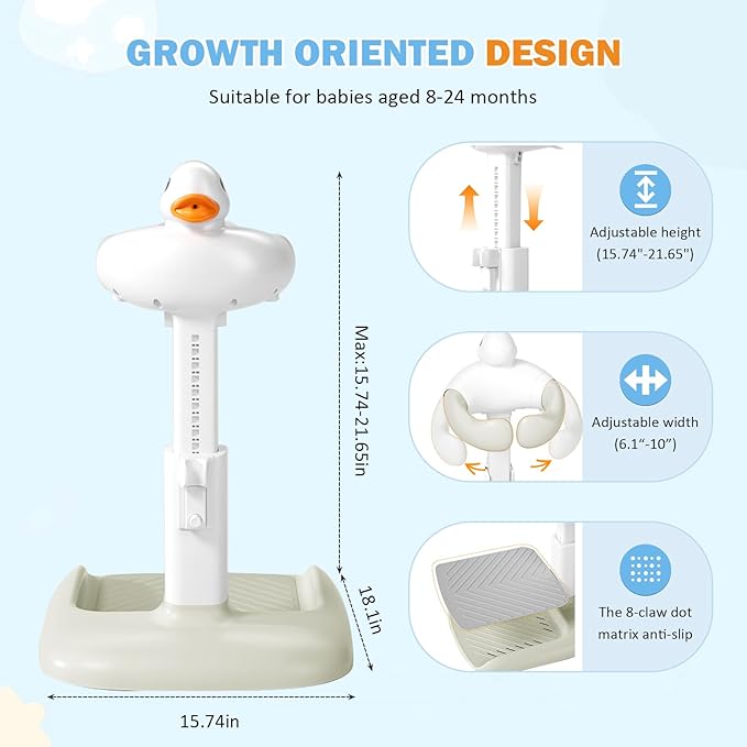 Adjustable Height Baby Shower Stand with Anti-Slip Base, Bath Shower Standing Support, Portable Bath Helper