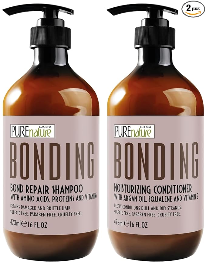 Bonding Repair Shampoo and Conditioner Set - Sulfate Free, Frizz Control for Dry, Damaged Hair - Bond Hydrating Salon Formula - Deep Conditioning Care for Women and Men - 16 Fl Oz (Set of 2)