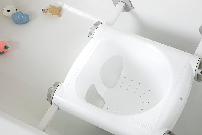 Regalo Baby Basics™ Bath Seat, Award Winning Brand, Provides Support and Balance for Sit-Up Bathing, Includes Strong and Secure Suction Cup System, Drain Holes for Easy Clean Up, 0560 DS, White