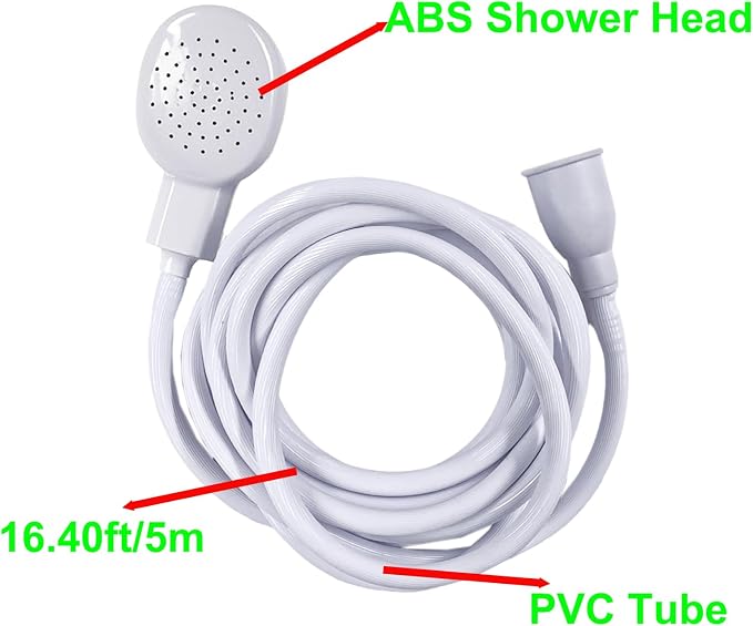 16.40ft/5m Sink Spray Hose, Portable Shampoo Sprayer, Shower Head Spray Hose for Bathing Baby, Pets, Washing Hair, Rinsing Vegetables, Utility Sink