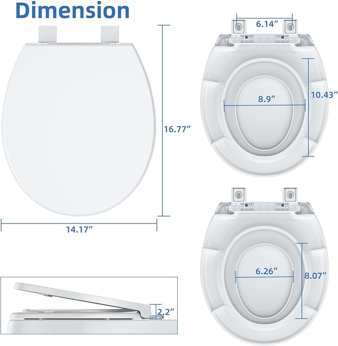 Round Toilet Seat with Toddler Seat, PP Quick Release Potty Training Toilet Seat Cover, White 2-in-1 Design for Children & Adult Toilets