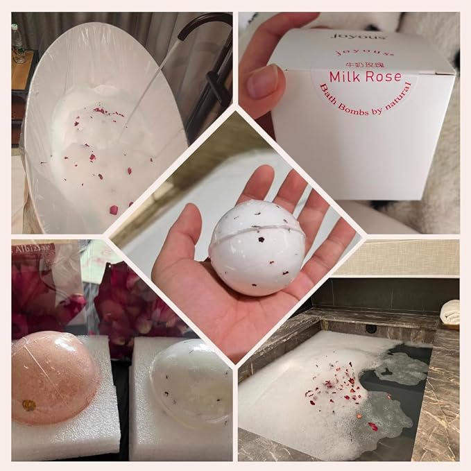 Bath Bombs for Women Spa Gift Set with Rose Milk Essential Oils Sea Salt Moisturizing Relaxing Birthday Gift for Her Bubble Bath Skincare Relaxation Aromatherapy Gifts Time Essentials