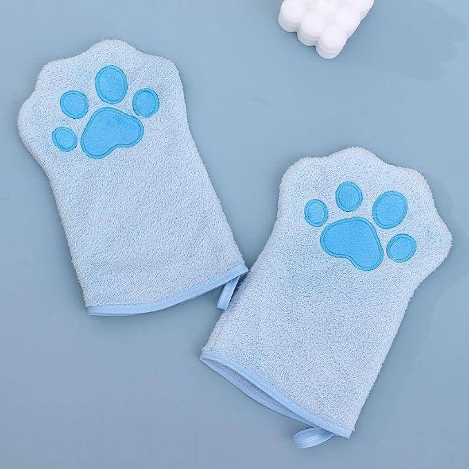 Quick Drying Pet Glove Towel with Hanging Grip Ideal for Dog Bath Comfort Easy and Water Absorption