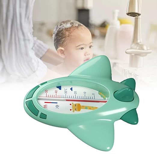 Baby Bath Thermometer, Infant Bath Thermometer Airplane Shape Lovely Multifunctional Infant Water Temperature Thermometer (Green)