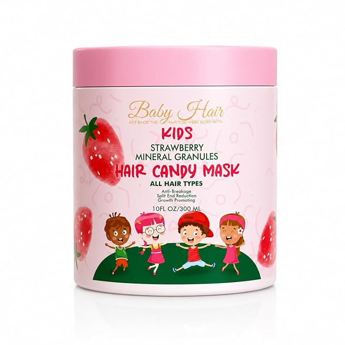 BABY HAIR Kids Strawberry Mineral Hair Candy Mask | Deep Conditioning Hair Mask for Kids | Moisturizes, Softens & Helps Detangle | Sulfate Free | 10 fl oz