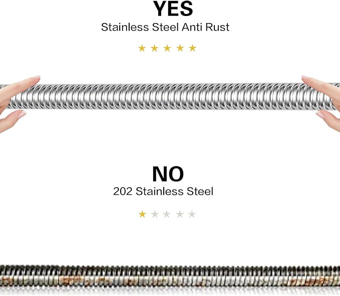 RUMOSE 118 inches Shower Hose Extra Long Stainless Steel Shower Tube Attachment Flexible Handheld Shower Sprayer Hose, Polished Chrome