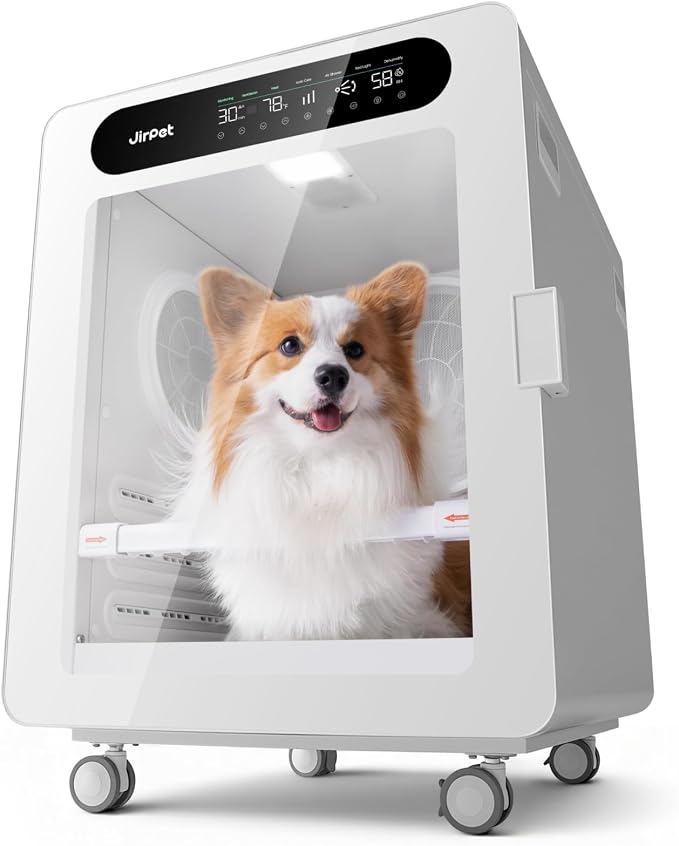 JirPet C7s Pet Dryer Box, Professional Grooming Pet Dryer Cabin with 1295 CFM High-Speed Airflow for Efficient Dog Drying, 170L Capacity Dog Dryer Box with Dual Safety Features for Medium & Small Dog