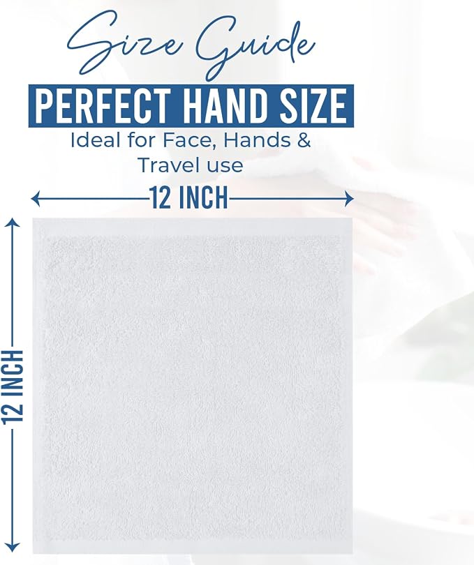 DAN RIVER 60 Pack Wash Cloths for Showering [12x12] - 100% Cotton Washcloths Premium Quality Flannel Face Cloths for Bathroom, Highly Absorbent and Soft Feel Wash Clothes, White