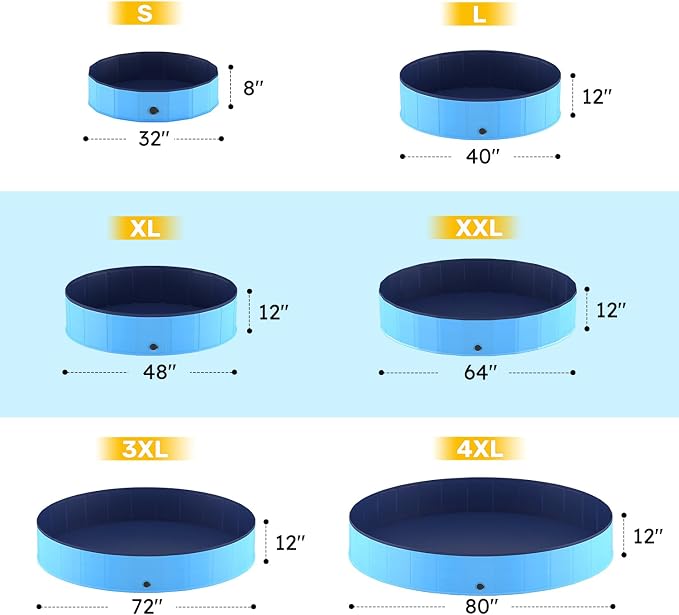 Niubya Portable Dog Pool, Foldable Pet Swimming Tub, Anti-Slip Collapsible Pet Bathtub, Hard Plastic Bath Pool for Pets Dogs and Cats, 40 x 12 in