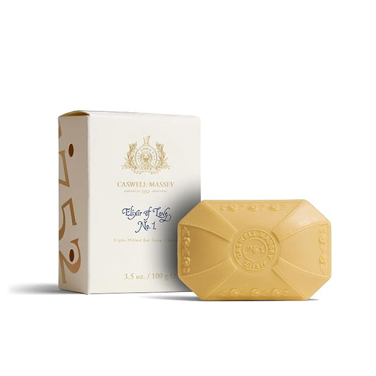 Caswell-Massey Elixir of Love Natural Bar Soap for Women, Moisturizing Body Soap Bar for All Skin Types, Made with Essential Oils & Plant-Based Formula for Soft Skin, 3.5 oz