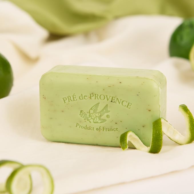 Pre de Provence Artisanal Soap Bar, Natural French Skincare, Enriched with Organic Shea Butter, Quad Milled for Rich, Smooth & Moisturizing Lather, Lime Zest, 5.3 Ounce