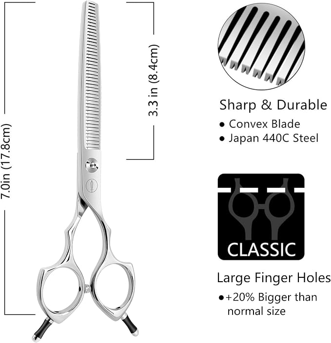 HASHIMOTO Dog Blending Shears for Large Hands,dog Texturizing Scissors,Cat Blender,45 teeth,7.0 inch,Light Weight.