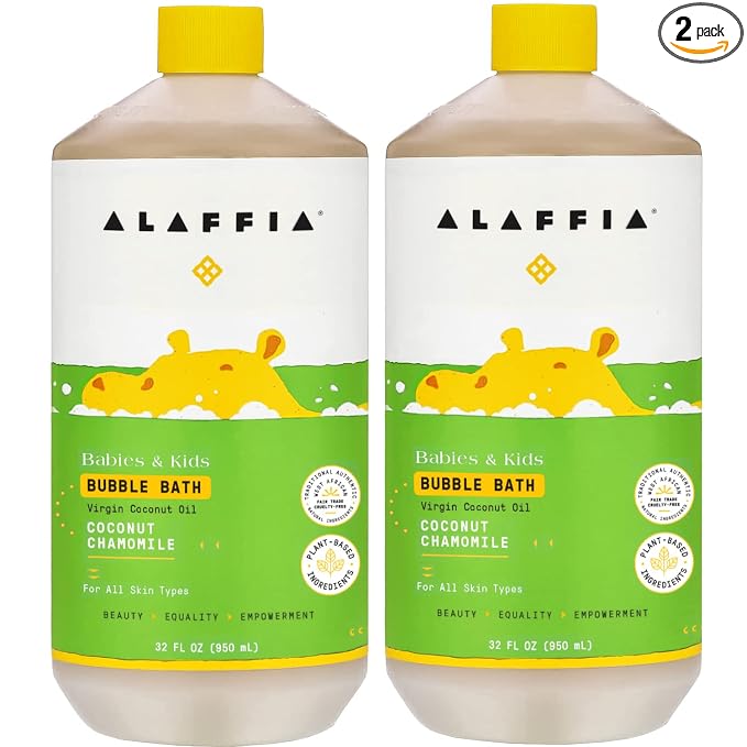 Alaffia Bubble Bath for Babies & Kids, Coconut Chamomile 2-Pack – Long-Lasting, Moisture-Rich Bubbles with Coconut Oil, 32 Fl Oz Ea
