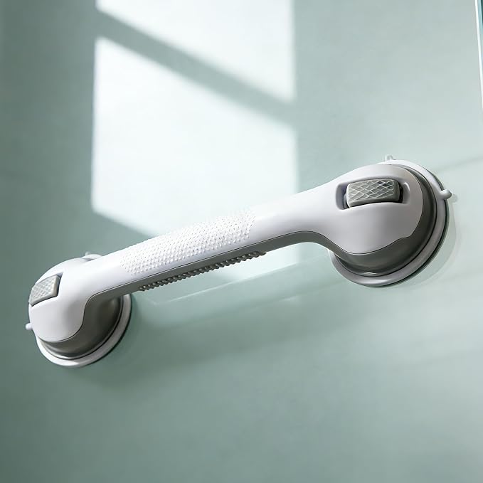 Shower Grab Bars for Seniors, Shower Handles for Elderly Suction Cup,2 Pack 16.19 Inch,Handicap Grab Bars for Bathtubs and Showers Wall, Bathroom Safety for Showers Walls Heavy Duty, No Drillin,Grey