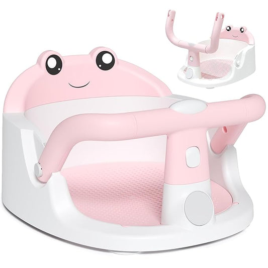 Baby Bath Seat for Babies 6 Months & Up, Non-Slip Toddler Bath Seat with Suction Cup, Safe and Comfortable Portable Infant Bathtub Chair for Bathroom, Bathtub Tub Sitting Up, Easy to Clean (Pink)
