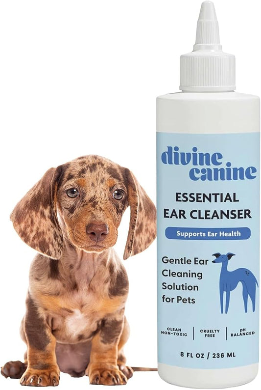 Dog Ear Cleaner - Ear Wash Solution & Wax Drops - 8 Fl Oz