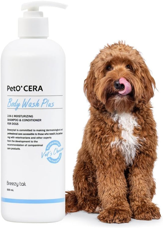 PetO’CERA Plus 2-in-1 Dog Shampoo and Conditioner for Doodles & Curly Coats, Deep Clean for Oily & Sensitive Skin, Deodorizing, Puppy Safe, Aids Skin Barrier, Tearless, Lightly Scented, 16.7 fl oz