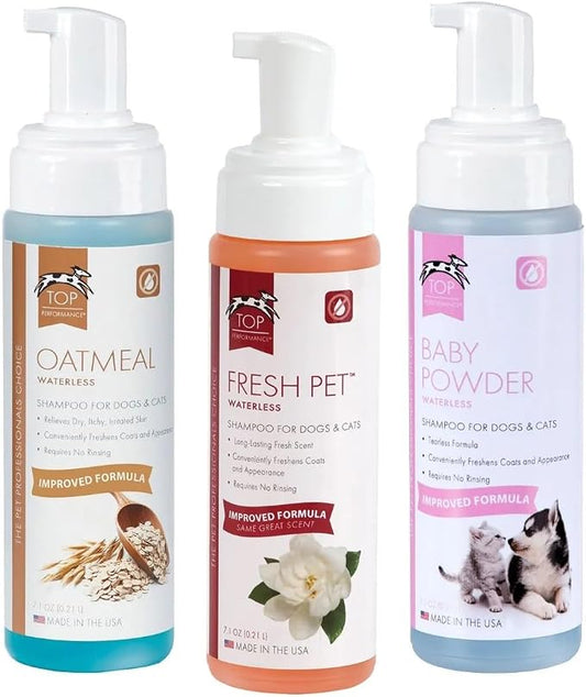 Waterless Shampoo for Dogs and Cats Travel Show Dog Mobile Groom Convenient Foam (Full Set All 3 Scents)