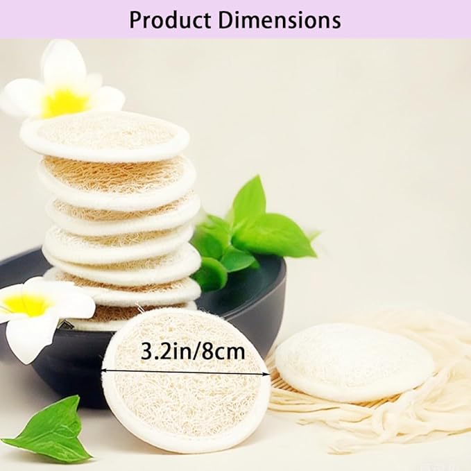 Natural Loofah face Scrubber Pads, 6 Pack | Loofah Facial Pads,Biodegradable，Exfoliator，with Hanging Loop