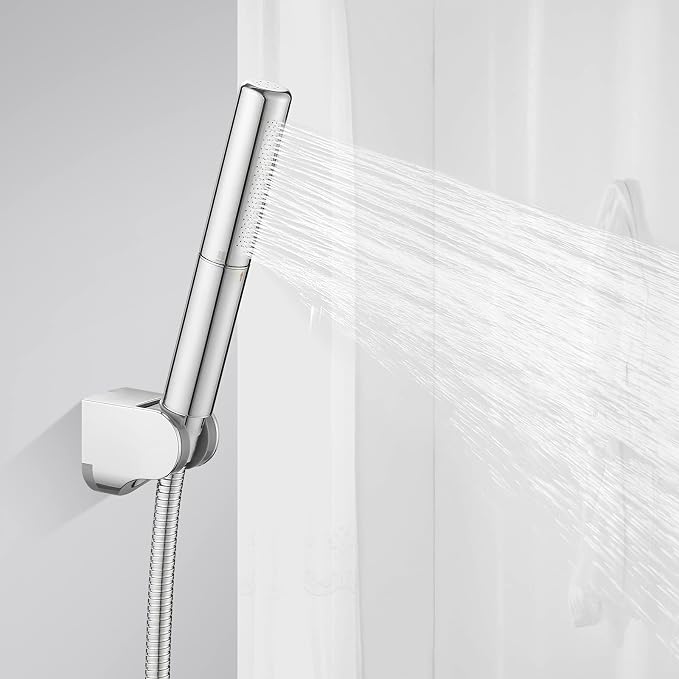 BESy Chrome Brass 2 In 1 Function Handheld Shower Head Set High Pressure 7 Inch Shower Head High Flow Hand Shower Wand with 59 Inch Hose, Bracket, Chrome Finish
