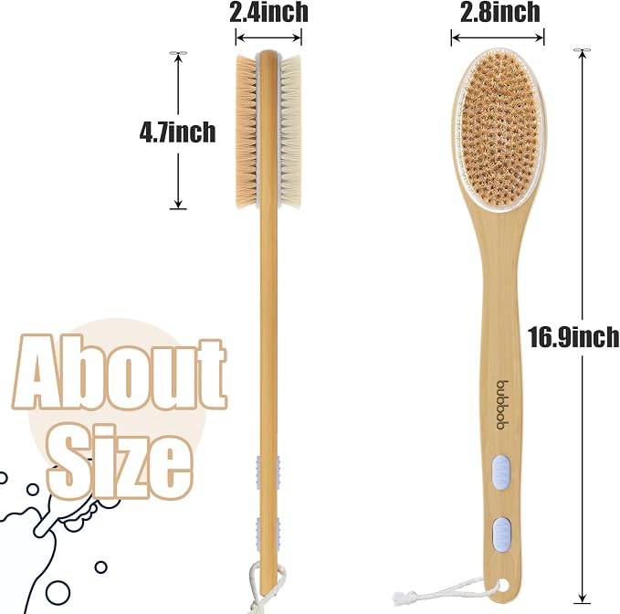 Back Scrubber for Shower,Bath Brush with Long Handle,Men and Women (Blue) | Bath Brush Body Exfoliator for Wet or Dry Brushing