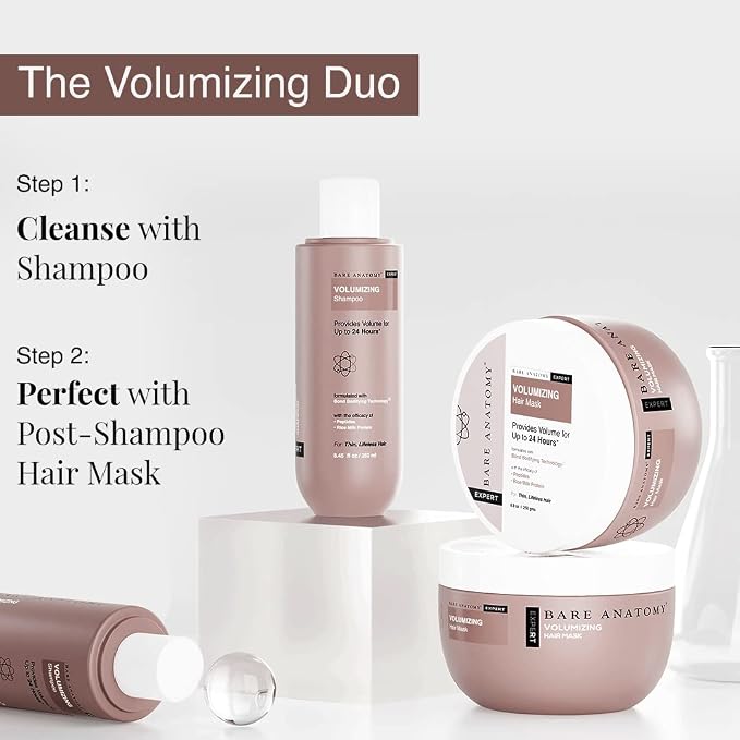 Bare Anatomy Volumizing Shampoo | For Fine Hair - Adds Lift & Body, Volumizing & Detangling Without Weighing Down | Paraben & Sulphate Free | Women & Men | 8.4 Ounce