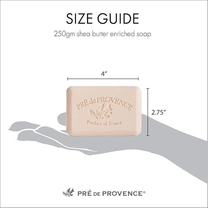 Pre de Provence Artisanal Soap Bar, Enriched with Organic Shea Butter, Natural French Skincare, Quad Milled for Rich Smooth Lather, 8.8 Ounce, Rosemary Mint