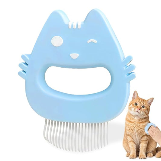 Cat Flea Comb of Cute Cat-shape, Pet Face Comb for Cats and Small Dogs, Pet Tear Stain Dirt and Debris Remover(Blue)
