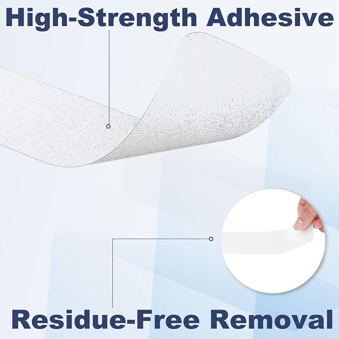 Gecork 28 PCS Shower Floor Non Slip Stickers with Strong Adhesive, Invisible & Durable Anti Slip Shower Stickers with Scraper for Bath Tub, Pools and Stairs, Clear, Wide Rectangle