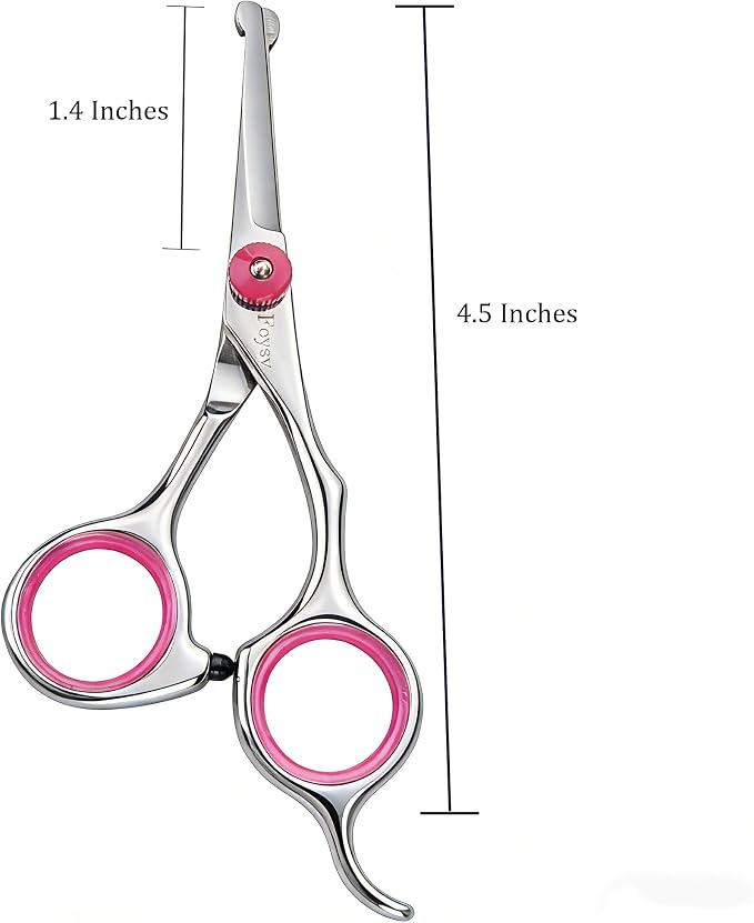 Fcysy 4.5 Inch Dog Grooming Scissors with Safety Round Tips (4.5 IN Cherry)