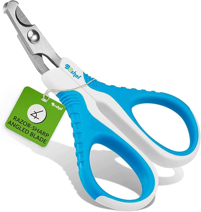 BOSHEL Cat Nail Clipper - Razor-Sharp & Angled Cat Clippers for Nails with Comfy Grip Handles. Lightweight & Safe Grooming Solution - Ideal for Smaller Pets