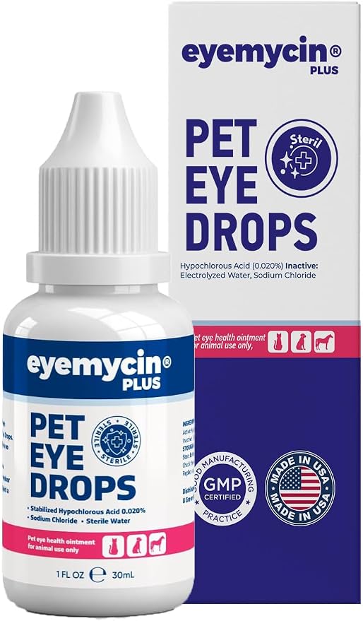 EYEMYCIN pet Eye Drops 1 fl oz Eye Drops for Dogs and Cats Vet-Recommended Dog Eye Infection Treatment to Soothe Infection Allergy,Relieve Dry Eyes Pink Eyes, Pet Tear Stain Cleaner Horses & Birds