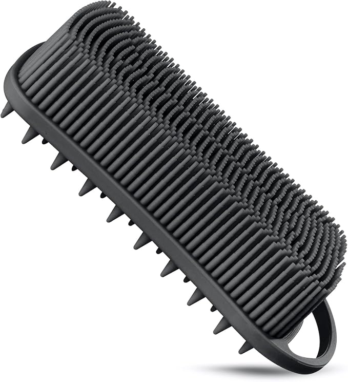Silicone Body Scrubber, Gentle Exfoliating Scrub Brush with 22mm Soft Bristles, Deep Cleansing & Scalp Massage, Non-Slip Ergonomic Design, Fast Drying, Travel-Friendly for Shower Bath