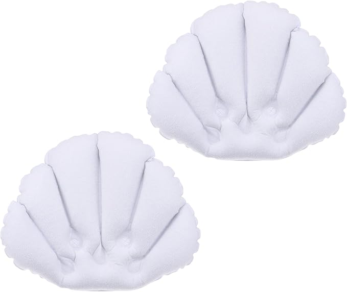 M METERXITY 2 Pack Inflatable Bath Pillow - Ultralight Inflatable Compressible Pillow with Suction Cups, Neck Support, Apply to Bathtub (White)