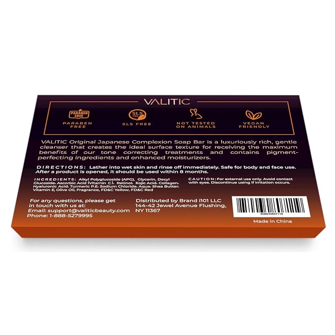 VALITIC Kojic Acid Dark Spot Remover Soap Bars with Vitamin C, Retinol, Collagen, Turmeric - Original Japanese Complex Infused Hyaluronic Acid, E, Shea Butter, Castile Olive Oil (4 Pack)