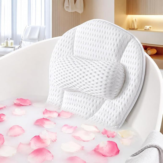 Bath Pillow Bathtub Pillow,Luxury Bath Pillows forTub Neck and Back Support | Neck and Back Support Headrest with Soft 5D Mesh Fabric and Non-Slip Suction Cups,Relaxing Bath Accessories Spa Gifts