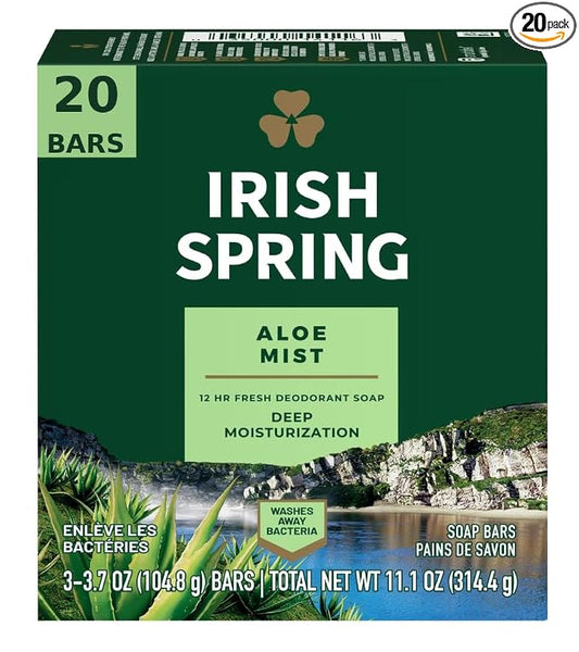 Irish Spring Aloe Bar Soap 3.75 Oz-pack of 20 Bars