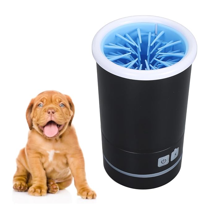 Automatic Dog Cleaner Cup, USB Rechargeable, Portable Electric Foot Washer for Small to Medium Dogs Cats, Black White