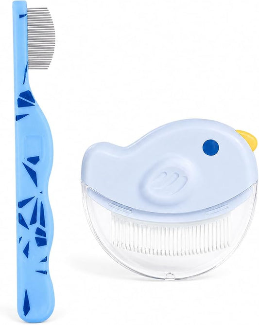 2 Pack Pet Eye Face Comb for Dogs Cats Fine Tooth Eye Booger Tear Stain Remover Cat Brush for Shedding Cat Brushes for Indoor Cats Deshedding Tool Short Hair Dogs Puppies Rabbits Blue