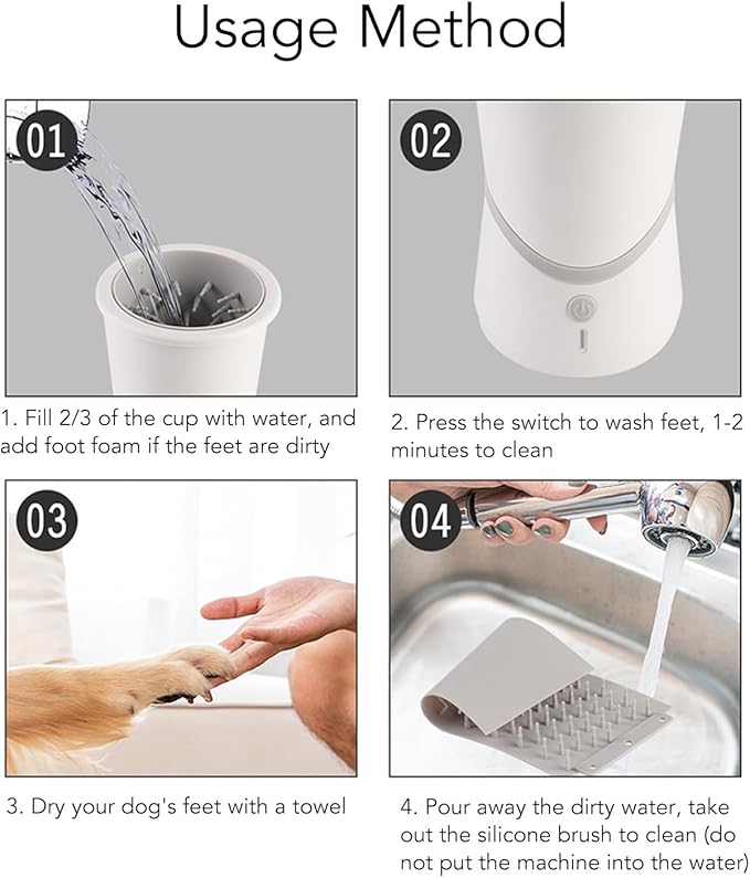 Fockety Automatic Dog Paw Cleaner, USB Electric Paw Washer for Dogs Portable Paw Cleaner Cup, Dog Foot Cleaning Machine for Small and Medium, Large Dogs, Cats