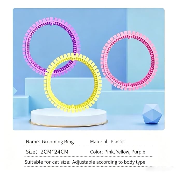 3-Pack Cat Self Groomer for Cardboard Box, Scratch Brushes with Box, Interactive Cat Arch Self Groomer with Scratching Pad, DIY Grooming Brush Ring, Hideouts & Enrichment Play (Purple Pink Yellow)