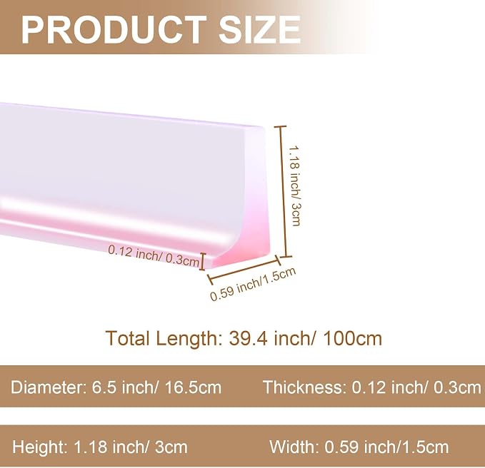 39Inch Shower Threshold Water Dam, Self-Adhesive Silicone Shower Barrier Seal Strip for Bathroom Tub & Kitchen, Under Door Splash Guard, Water Stopper for Dry Wet Separation, Caulk Edge Tape