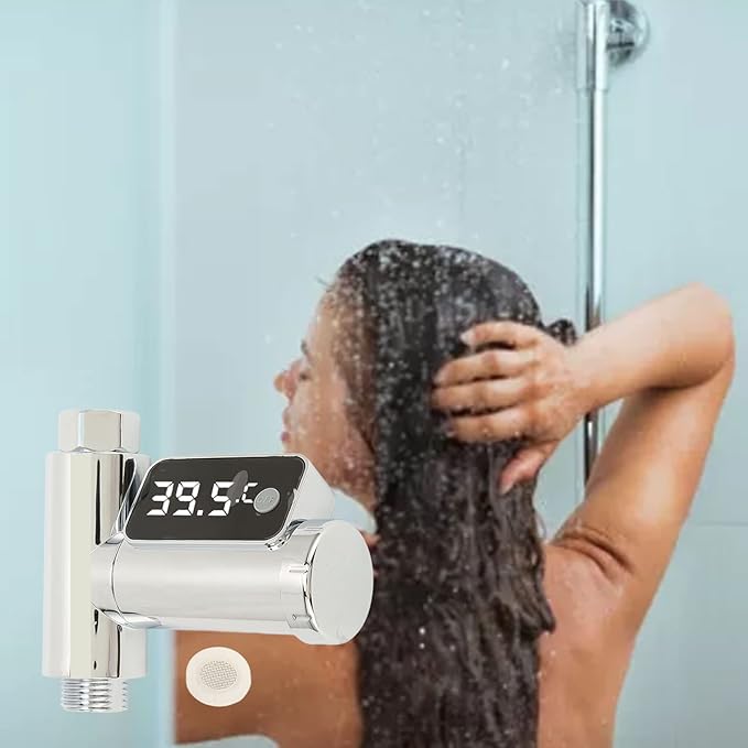 Vikye Digital Thermometer, LED Display Water Shower Thermometer Rotatable Screen, Baby Bath Water Temperature Measurement Waterproof Easy to Read