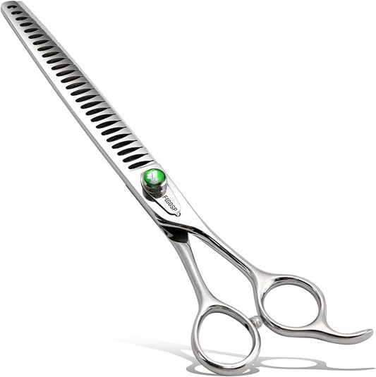 Professional Thinning Shears for Dogs 8 inch Dog Grooming Scissors for Pet Long Chunkers Shears Japanese 440C 70% Thinning Rate 24 Teeth