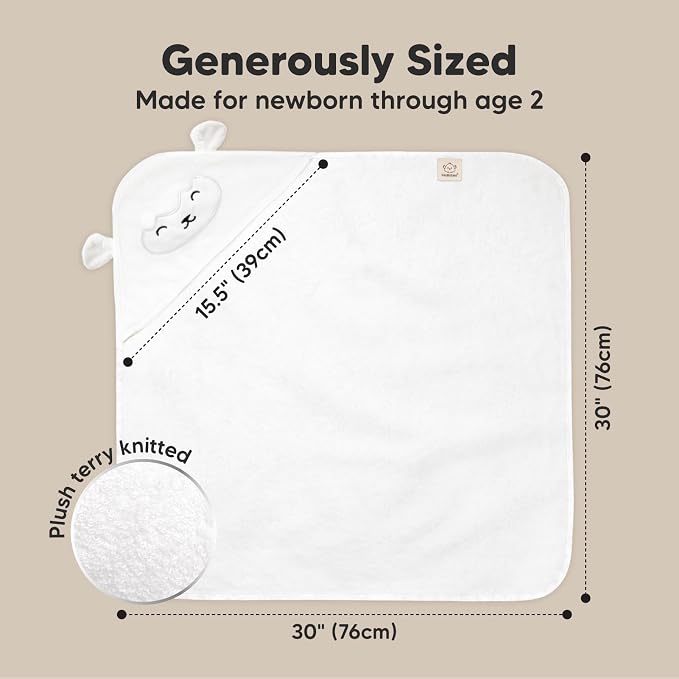 KeaBabies Hooded Baby Towel for Newborn - Viscose Derived from Bamboo Large Baby Bath Towels with Hood for Boys, Girls, Toddler, Extra Absorbent & Soft Newborn Bath Essentials (Lamb, Petite)