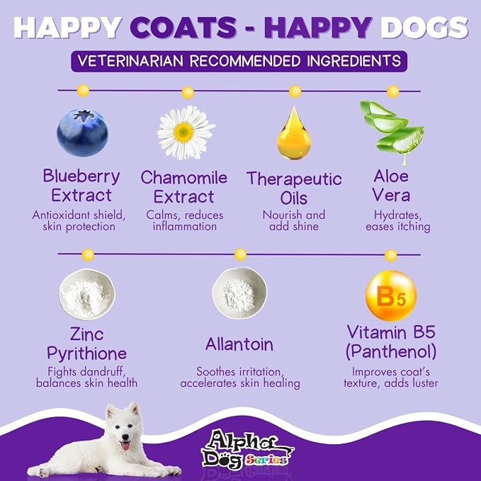 Bright White Natural Whitening Dog Shampoo and Conditioner for Dogs with Aloe Vera, pH Balanced Dog Shampoo and Conditioner Set, Tear-Free for Sensitive Skin 26.4 Oz (Pack of 2)