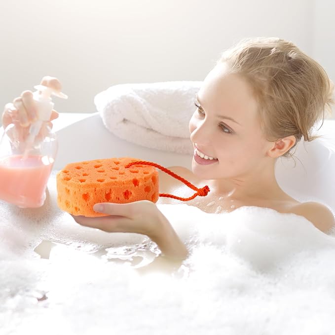 Boao 5 Pieces Soft Bath Sponge Shower Natural Gentle Soothing Body Fiber Exfoliating Shower Sponge Wash Bouquet for Women Men, Random Color (Vibrant Color)