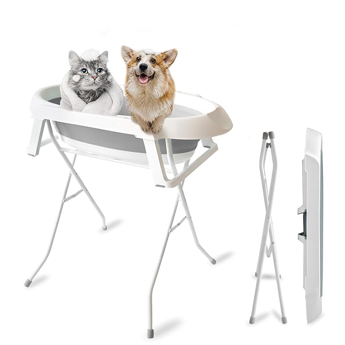 Portable Dog Bath | Bathing Station Pet Bathtub - Elevated Dog Bath, 2 in 1 Wash Station, Portable Bathtub, Pet Tub for Small Dogs, Cats, Pet Supplies